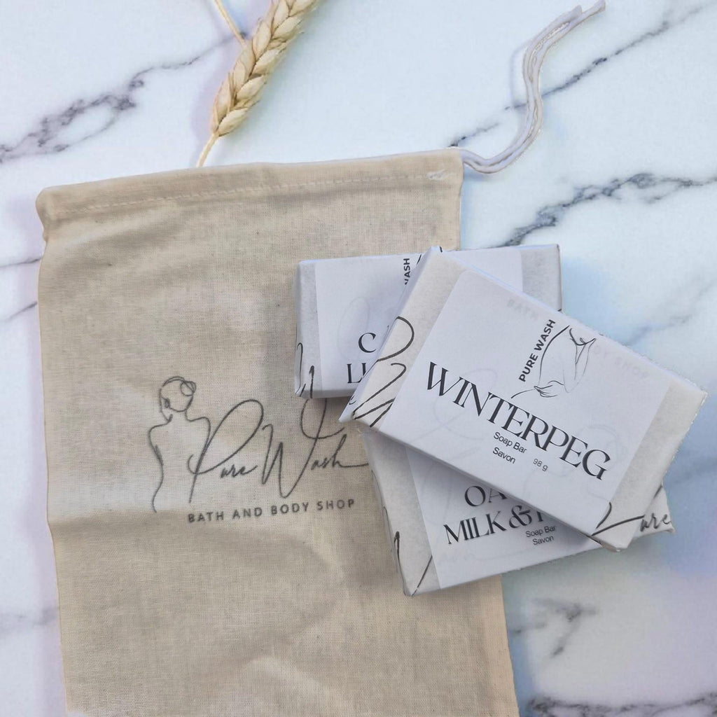 Set of Three Artisan Soaps with Eco-Friendly Cotton Bag