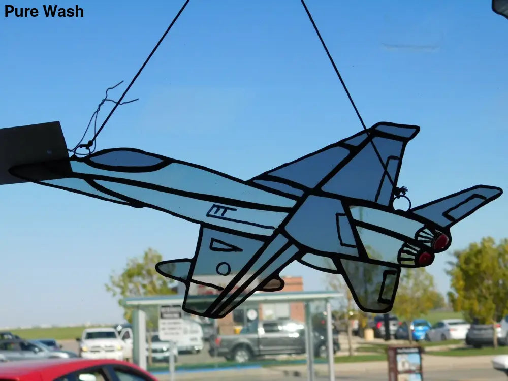 stained glass CF - 18 two toned jet is sleek & at 11 in long & 7 wide draws attention. hand painted details, looks great as the light shines through it - Pure Wash Canadian Made - Winnipeg