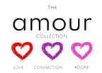 The amour collection handmade soap from pure wash canada features three hand-painted hearts in red purple and pink hues