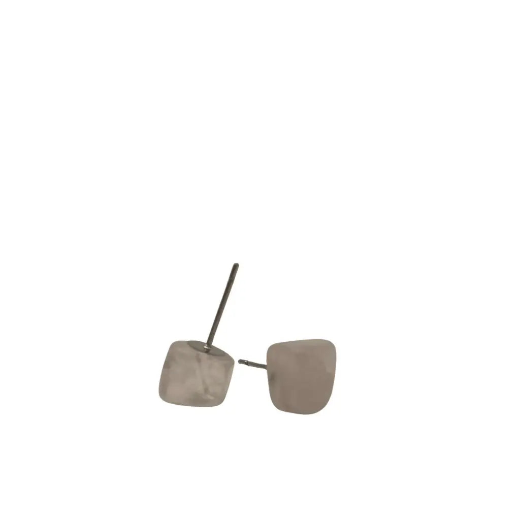 Minimalist square stud earrings in matte taupe finish with sleek metal posts from the elemental earring collection