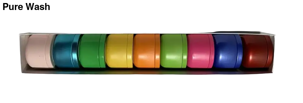 Fruity Candle Collection – hand-poured candles with bright, juicy fruit-inspired scents in a colourful display. - Pure Wash