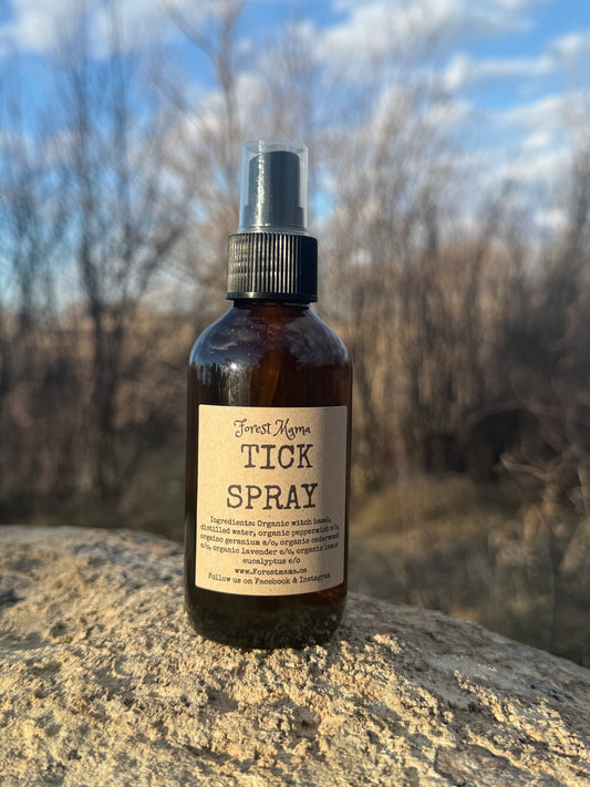 Tick Spray 4 oz by forestmama, a botanical mist on an alcohol-free witch hazel base
