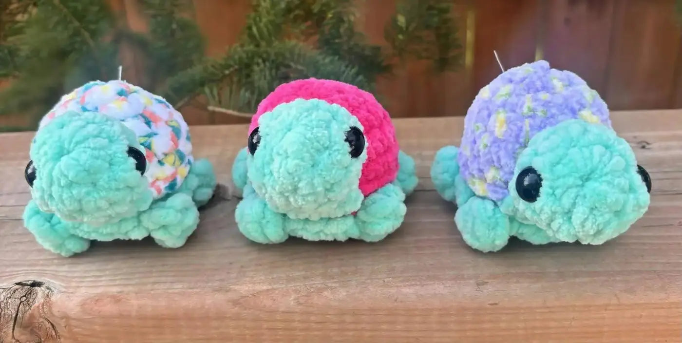 Turtle - pure wash default title three handmade crocheted turtles teal winnipeg canada