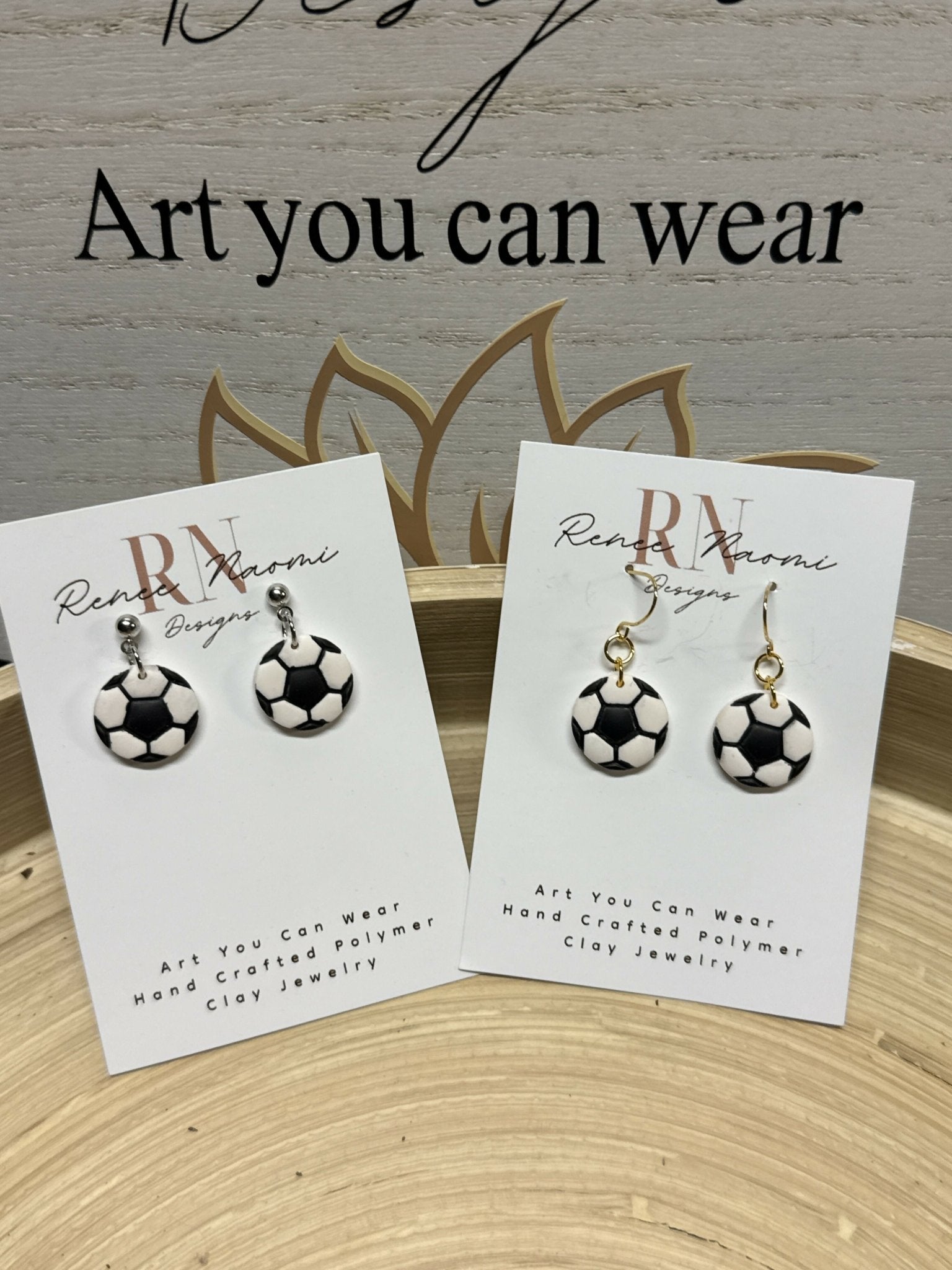 Soccer ball earrings - Pure Wash Canadian Made - Winnipeg