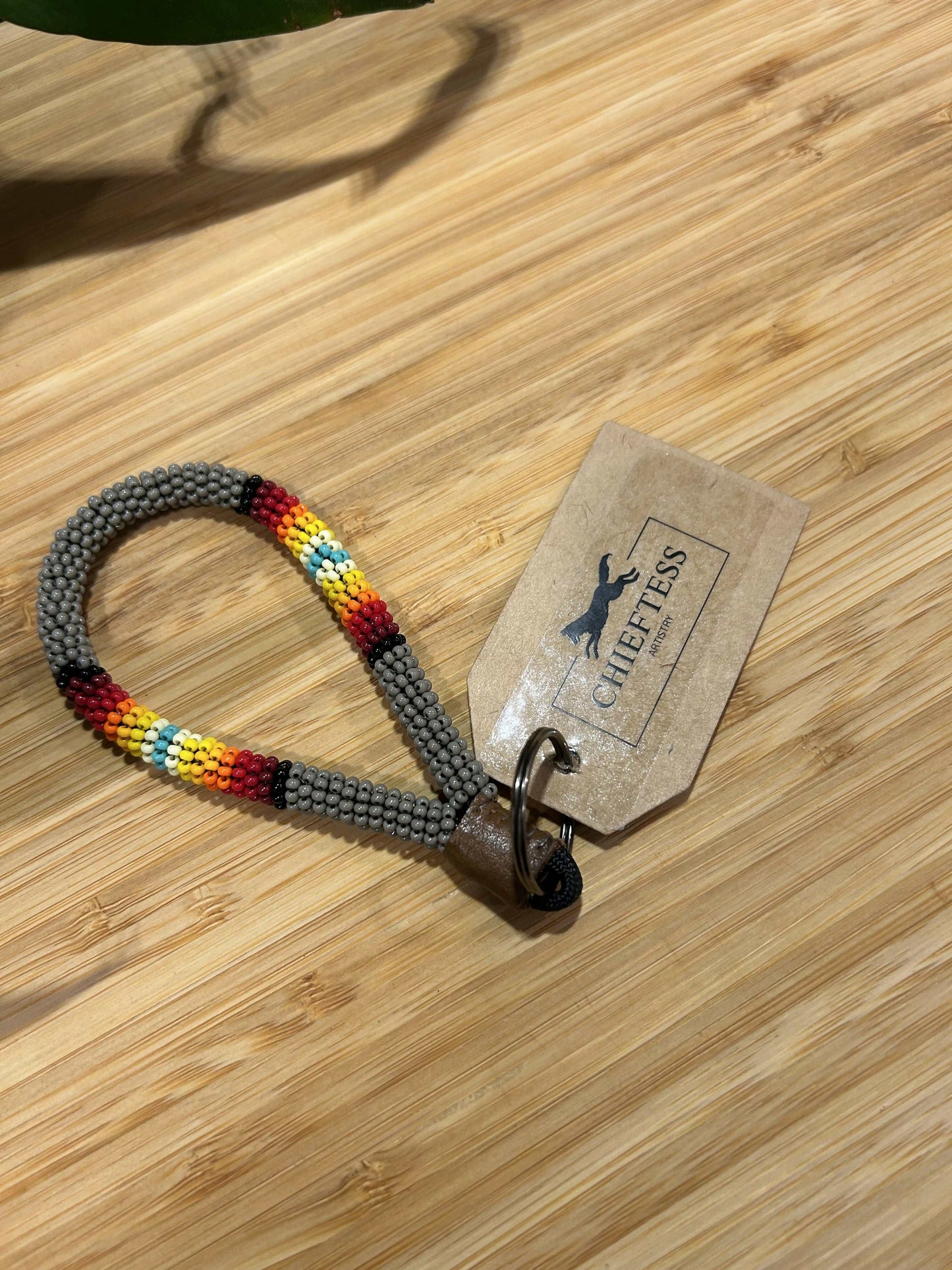 Beaded Mini Keychain - SUNRISE: Red to Turquoise Wristlet