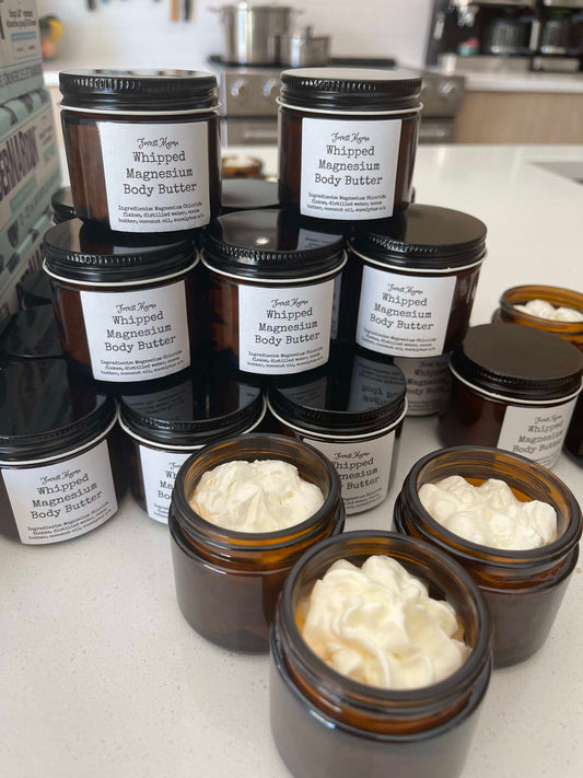 Whipped Magnesium Body Butter 4 oz by forestmama, with magnesium chloride, cocoa butter and coconut oil