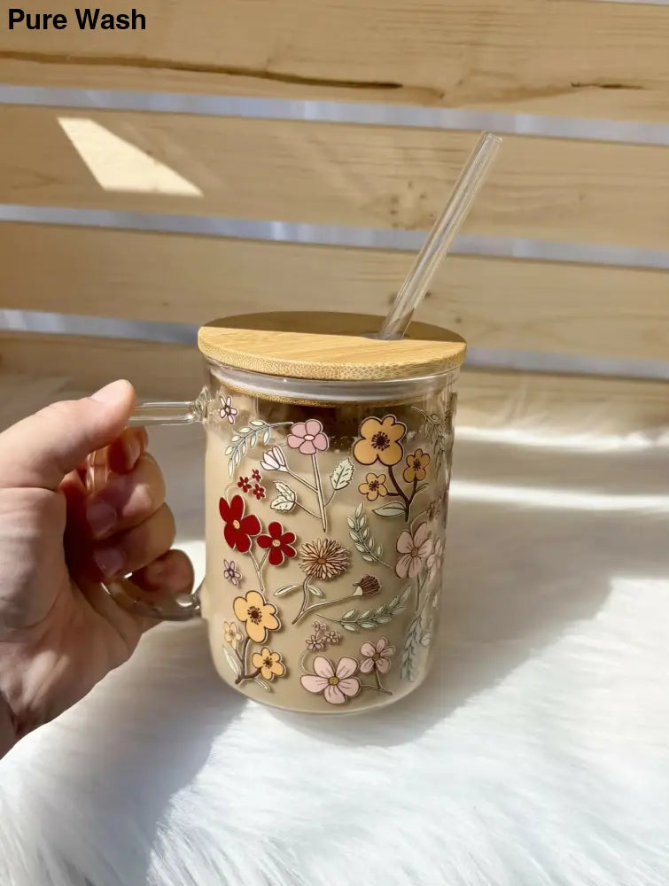 Wildflower Glass Mug - Pure Wash
