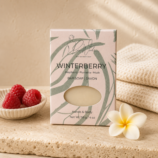 Winterberry soap bar by Pure Wash, scented with raspberry, plumeria and soft musk