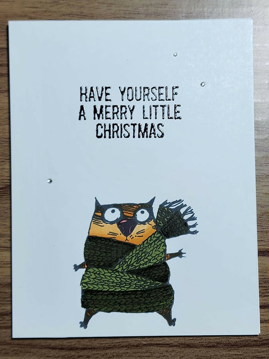 Scarf Cat Card - Pure Wash Canadian Made - Winnipeg