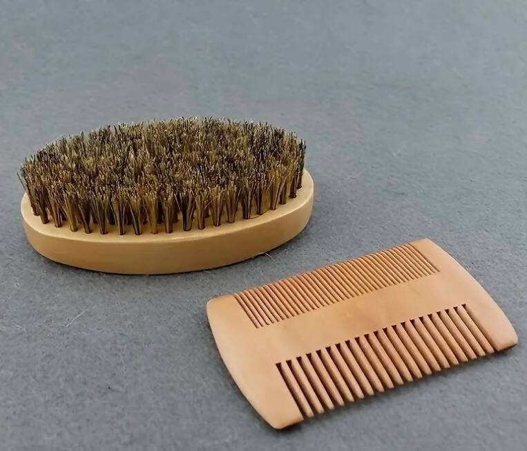 Deluxe Beard Grooming Kit with premium beard brush and dual-sided comb for optimal grooming.
