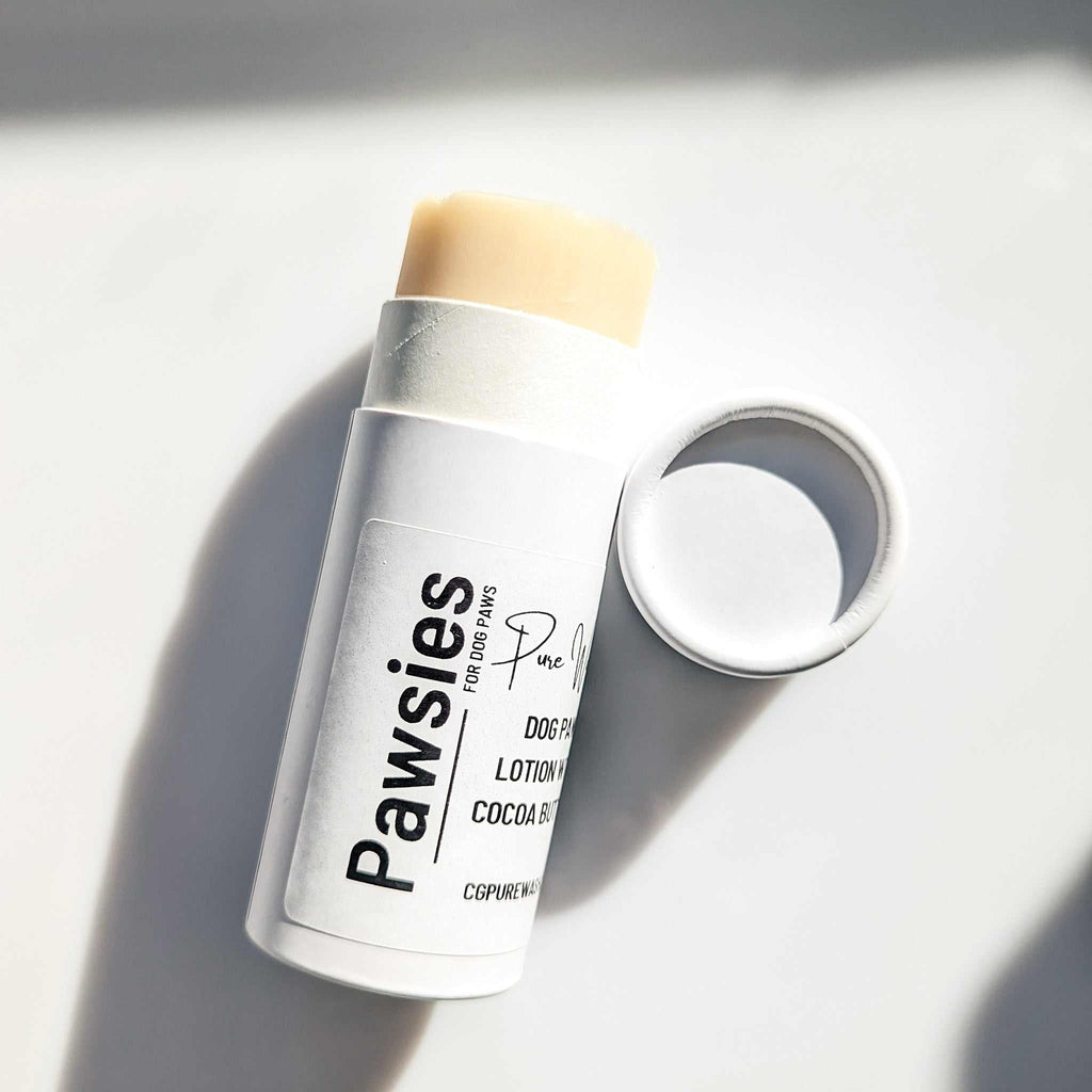 Pawsies Lotion Bar for pet paw care, nourishing with cocoa butter and natural oils.