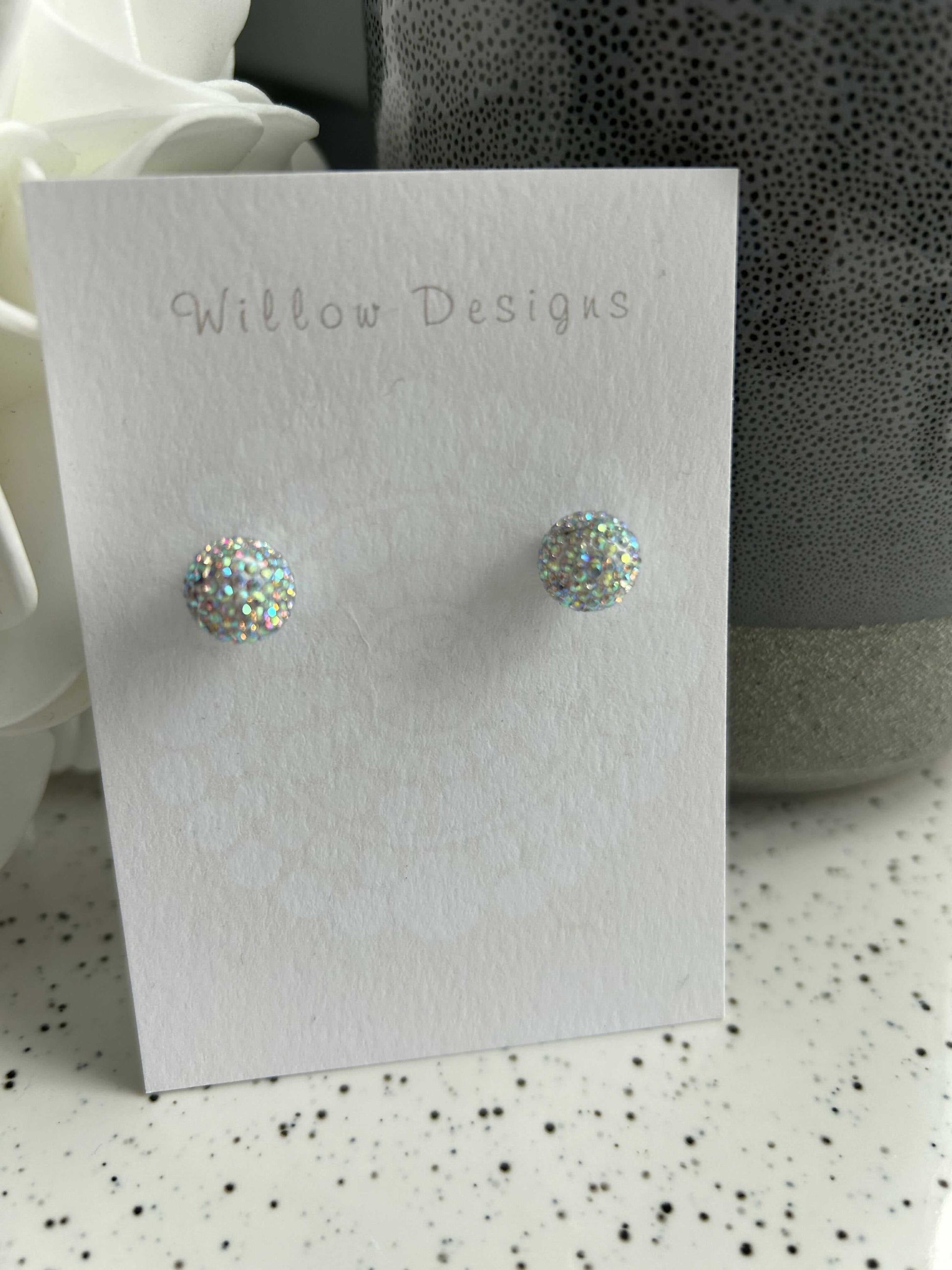 10mm iridescent Sparkle Ball Earrings Jewelry | CG Pure Wash