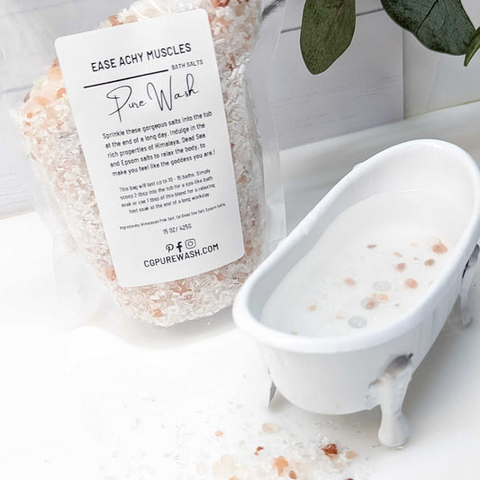 Indulge in ultimate relaxation with our premium natural bath salts for muscle relief and overall well-being | CG Pure Wash