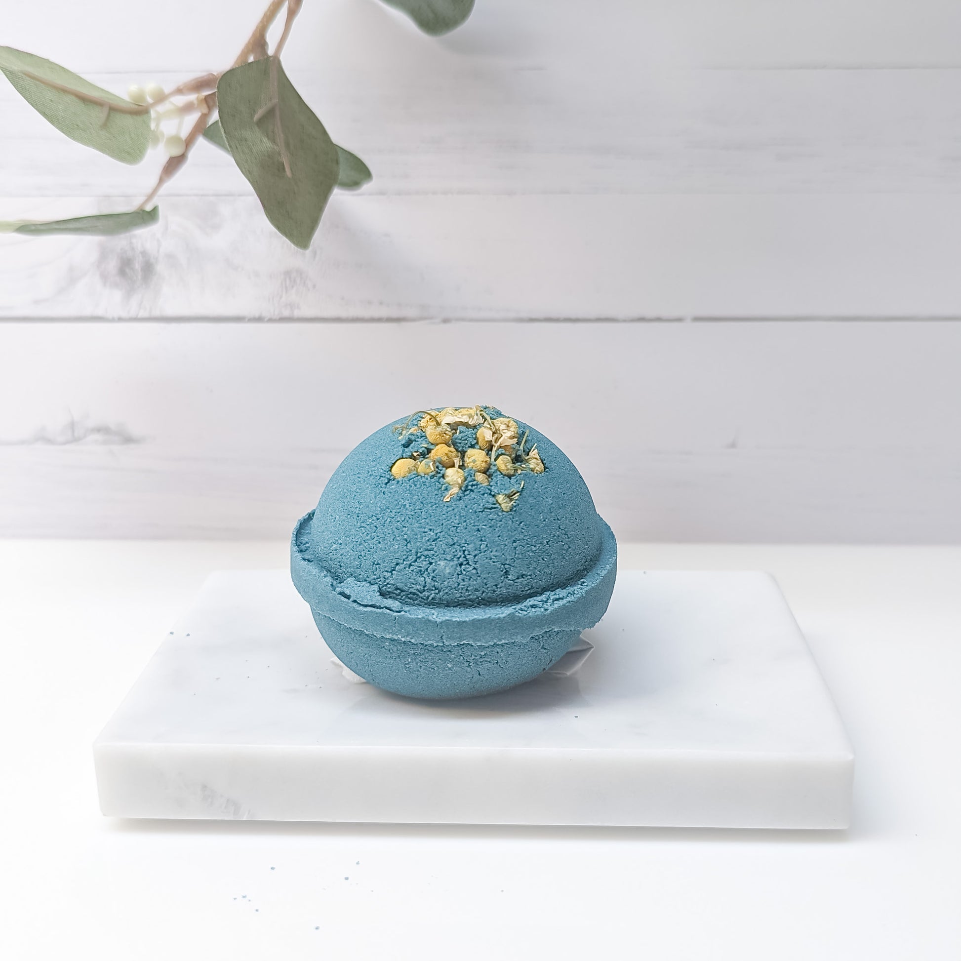 Blue Chamomile Bath Bomb, exuding a luxurious scent for a relaxing, spa-like experience | CG Pure Wash