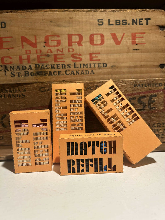 RefillMatch RefillMatch Refill's in a variety of colors! The larger boxes have 25 matches, and the smaller boxes have 50 matches. These matches are made of aspen wood, hand crafted inRefillCG Pure Wash