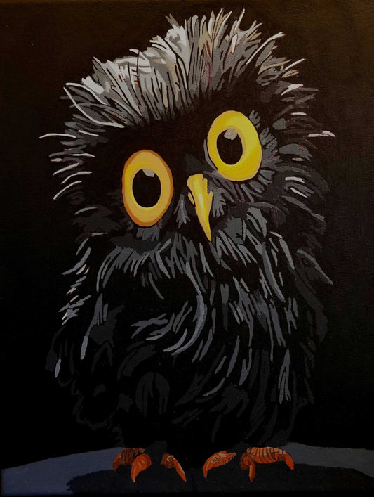 Adorable Black Owl painting  | CG Pure Wash