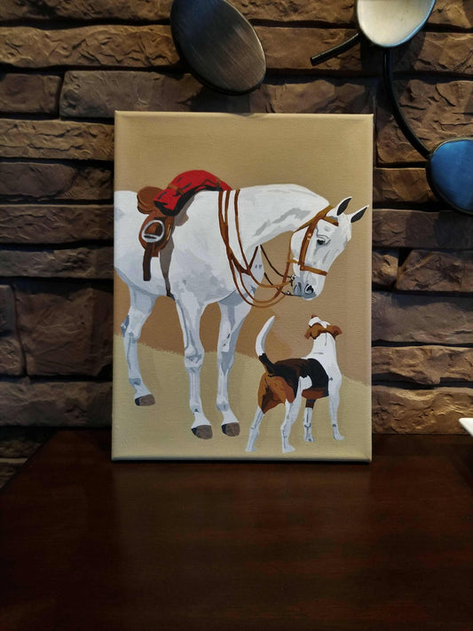 Horse And Hunting DogPaintingHunting DogCG Pure Wash