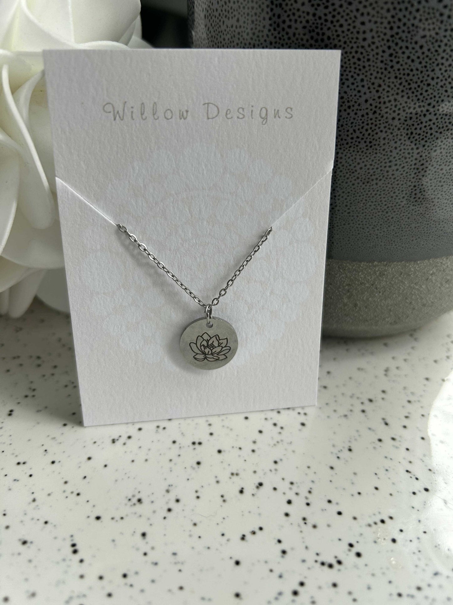 Stainless Steel Lotus Flower Necklace